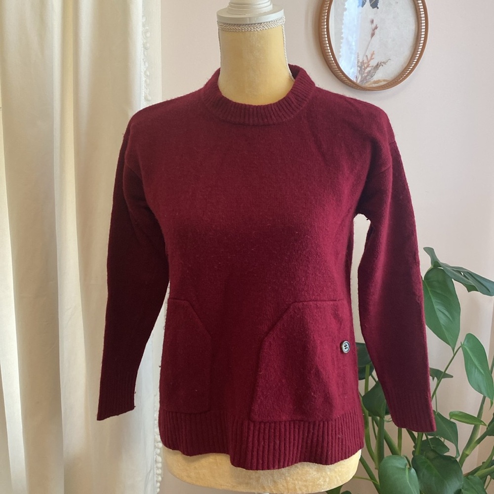 J. Crew Maroon Sweater With Button Patch Pockets - image 3